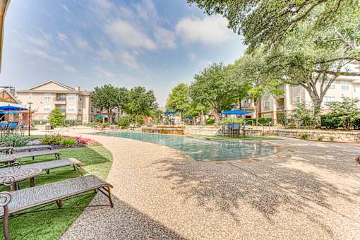 A pool area at The Brazos, Dallas