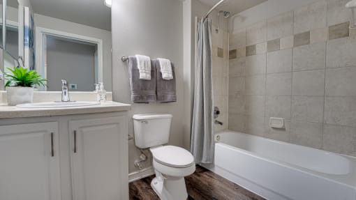 Bathroom With Bathtub at Highland Luxury Living, Lewisville, TX