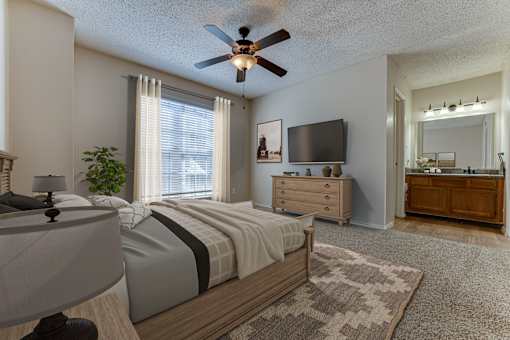 Contemporary Bedroom at Hunters Hill Apartments, Dallas, Texas