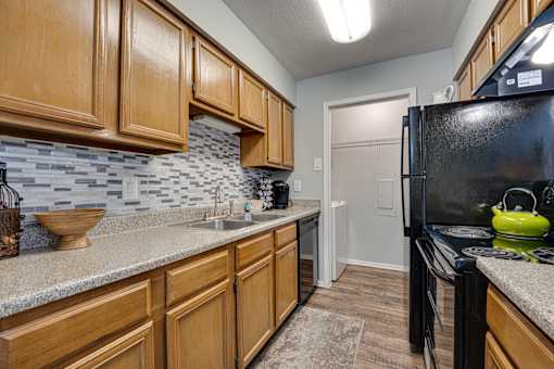 Golden color cabinet in kitchen at Southern Oaks, Texas, 76132