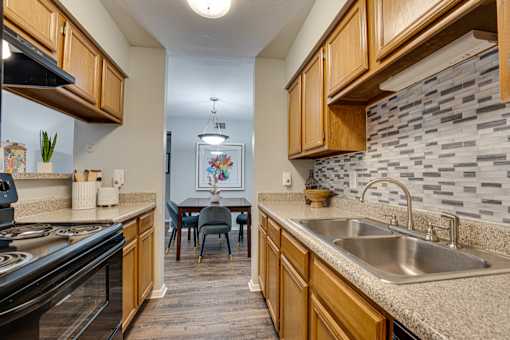 Steel sink in kitchen at Southern Oaks, Fort Worth, 76132  