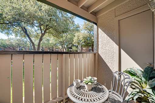 table with a cup and saucer at Southern Oaks, Texas