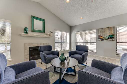Living Room With Fireplace at Wilson Crossing, Texas