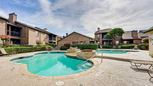 Extensive Resort Inspired Pool Deck at Woodland Hills, Irving, TX, 75062