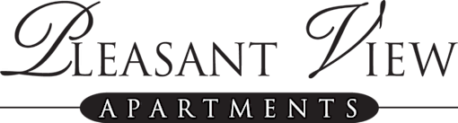 The image is of a logo for "Pleasant View Apartments".
