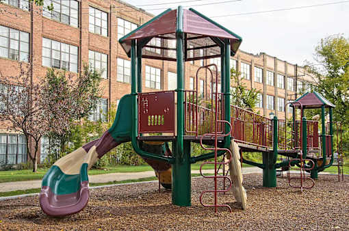 playground outside the Ovaltine Court apartment building