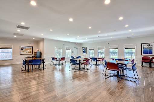 the dining room at our community center with tables and chairs