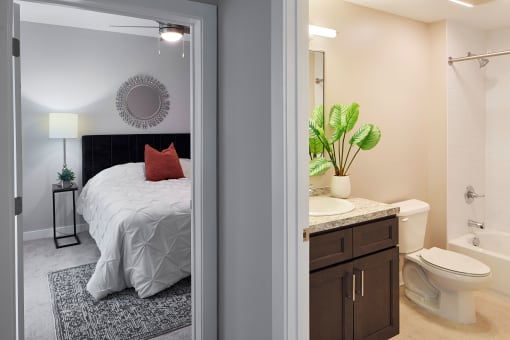 Apartment bedroom and bath