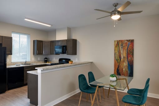 Townhouse kitchen and dining area