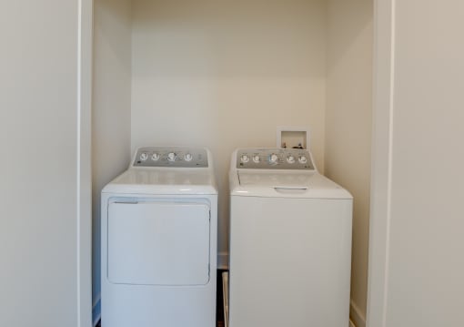 a washer and dryer in a laundry room