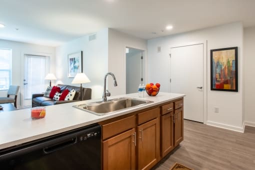 the preserve at ballantyne commons apartment kitchen and living room