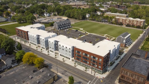 aerial view of building