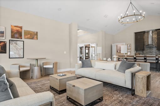 a living room with a couch and a coffee table