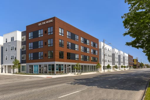exterior large brick building
