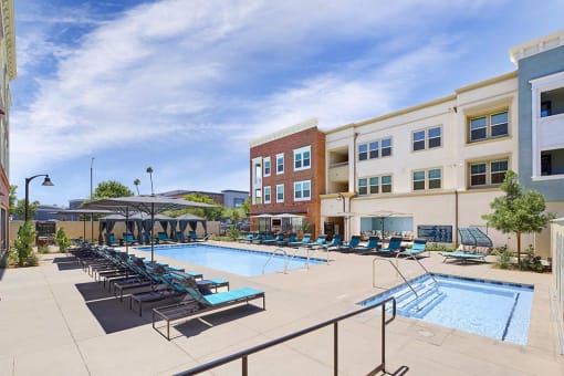 Poolside Relaxing Area at Citron Apartment Homes, California