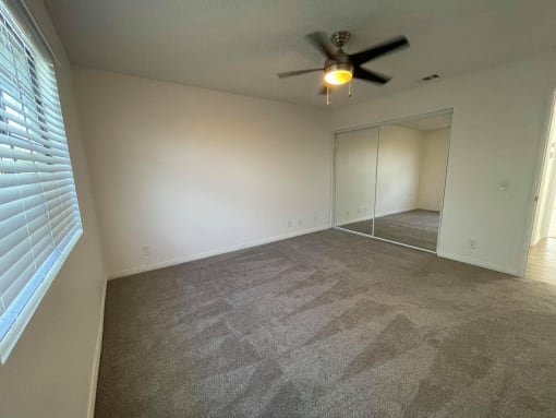 Bedroom at Charter Oaks apartments in Covina, California.