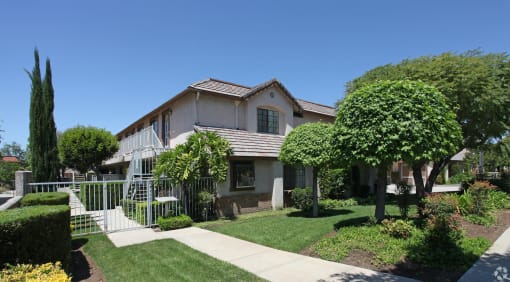 Exterior of Charter Oaks apartments in Covina, California.
