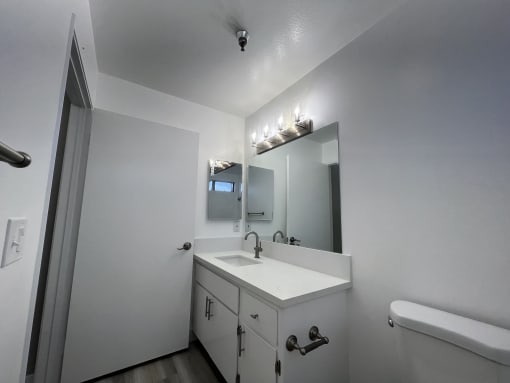 this is a photo of the bathroom of the 882 square foot 2 bedroom apartment at the