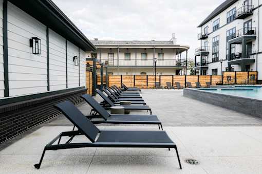 row of sun loungers at Eastover Commons Residential, Jackson