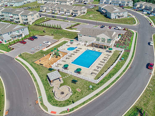 Aerial shot of property and amenities