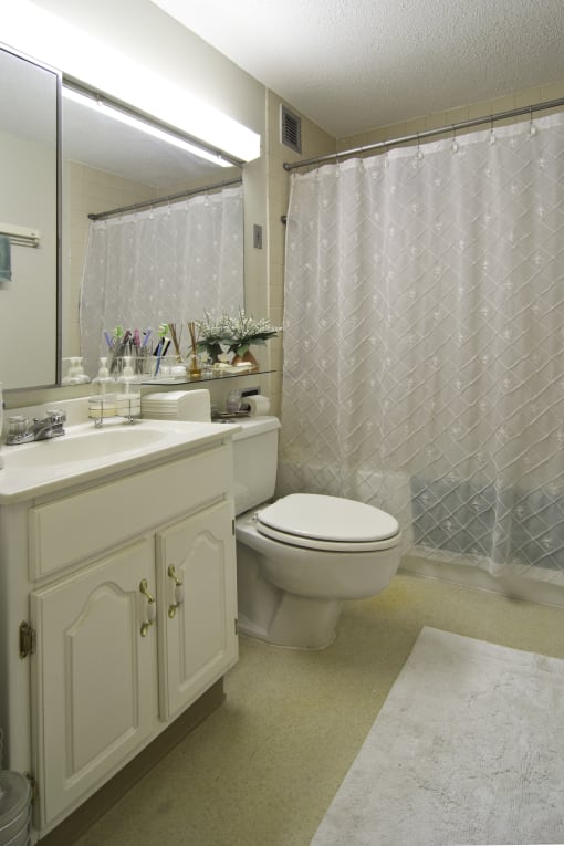 a bathroom with a toilet and a sink and a shower