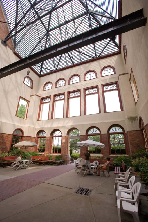 the courtyard of the guaranty bank building in guaranty park