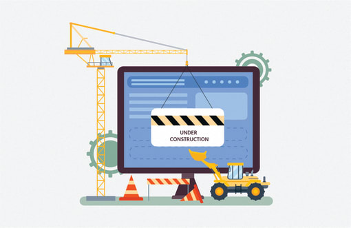 a construction site with a computer with a crane and a truck