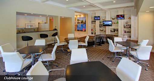 Huge resident lounge, resident cyber lounge, resident cyber café, free wi-fi, resident clubhouse space at Embassy Park Apartments in Omaha, Nebraska