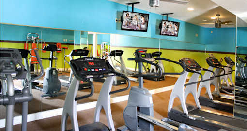 Fitness center with workout equipment, workout stations, and cardio equipment at LionsHead Apartments in Omaha, Nebraska