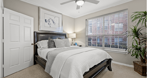 Luxury apartments with spacious bedrooms with attached bathrooms and walk-in closets at The Saxony Apartments