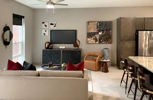 Spacious open concept luxury apartment with luxury finishes and granite countertops at Xenia Apartments in Golden Valley Minnesota