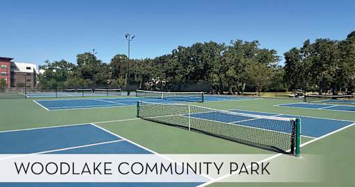 A tennis court at Woodlake Community Park.