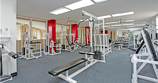 Apartments conveniently located in the Bayou area of Houston with a huge fitness center with separate weights and cardio areas.