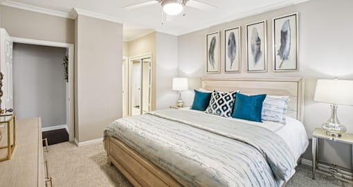 Luxury apartments with spacious bedrooms, oversized windows and walk-in closets at The Saxony Apartments in Dallas