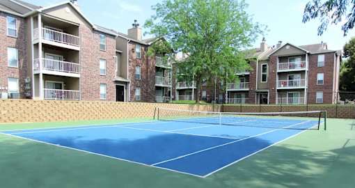 Tennis court at LionsGate Apartments in central Lincoln, Nebraska