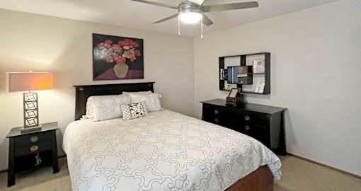 Spacious bedroom with large walk-in closet at LionsHead Apartments in Omaha Nebraska