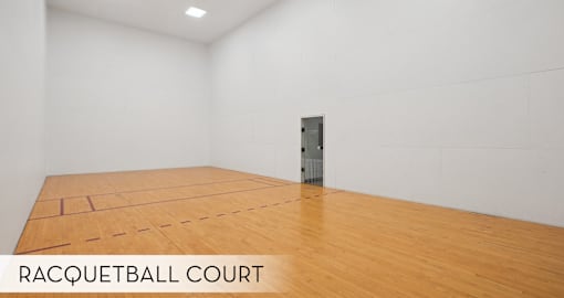 Racquetball room in the fitness center at the Saxony Apartments Dallas Texas