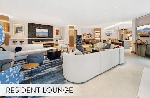 Modern luxury resident lounge, resident game room and seating area at Xenia Apartments in Golden Valley, Minnesota
