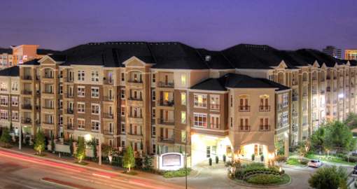Luxury apartments next to the Galleria in Dallas with attached parking garage at Villa Piana Apartments in Dallas