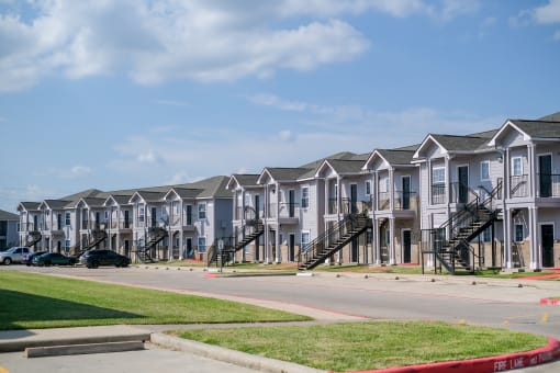 a row of houses on a street