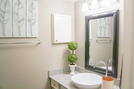 Renovated Bathrooms With Quartz Counters at The Entro at Midtown, Dallas, TX, 75230