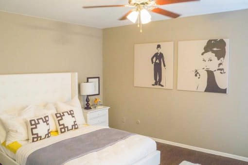 Bedroom With Ceiling Fan at The Entro at Midtown, Dallas, 75230