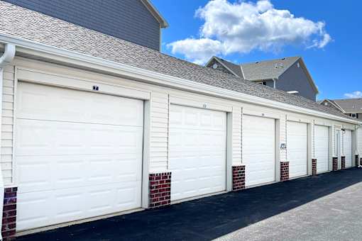 White Garage Doors at Hebron Station Apartments, Hebron, Kentucky