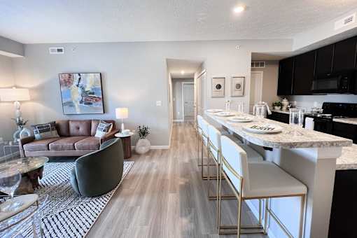 Modern Kitchen and Living Room at Hebron Station Apartments, Hebron, KY