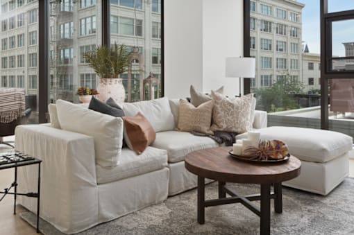 Living Room at M Apartments, Spokane, WA