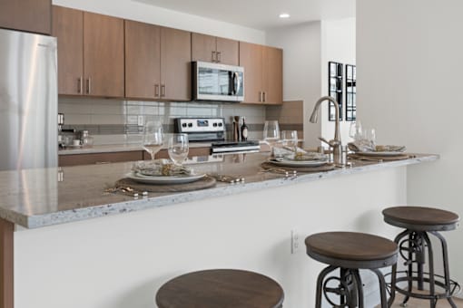 Fully Equipped Kitchen at M Apartments, Spokane, 99201