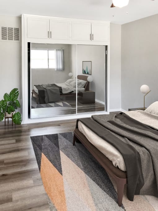 1803 North Harvard furnished bedroom with mirror closet