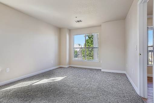 Pines at Castle Rock 2728 bedroom with a carpeted floor and a window.
