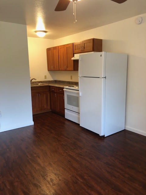 The Waterfront Apartments kitchen and refrigerator