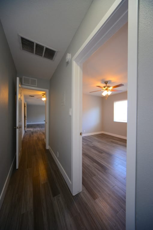 Atrium Court apartment hallway and doors
